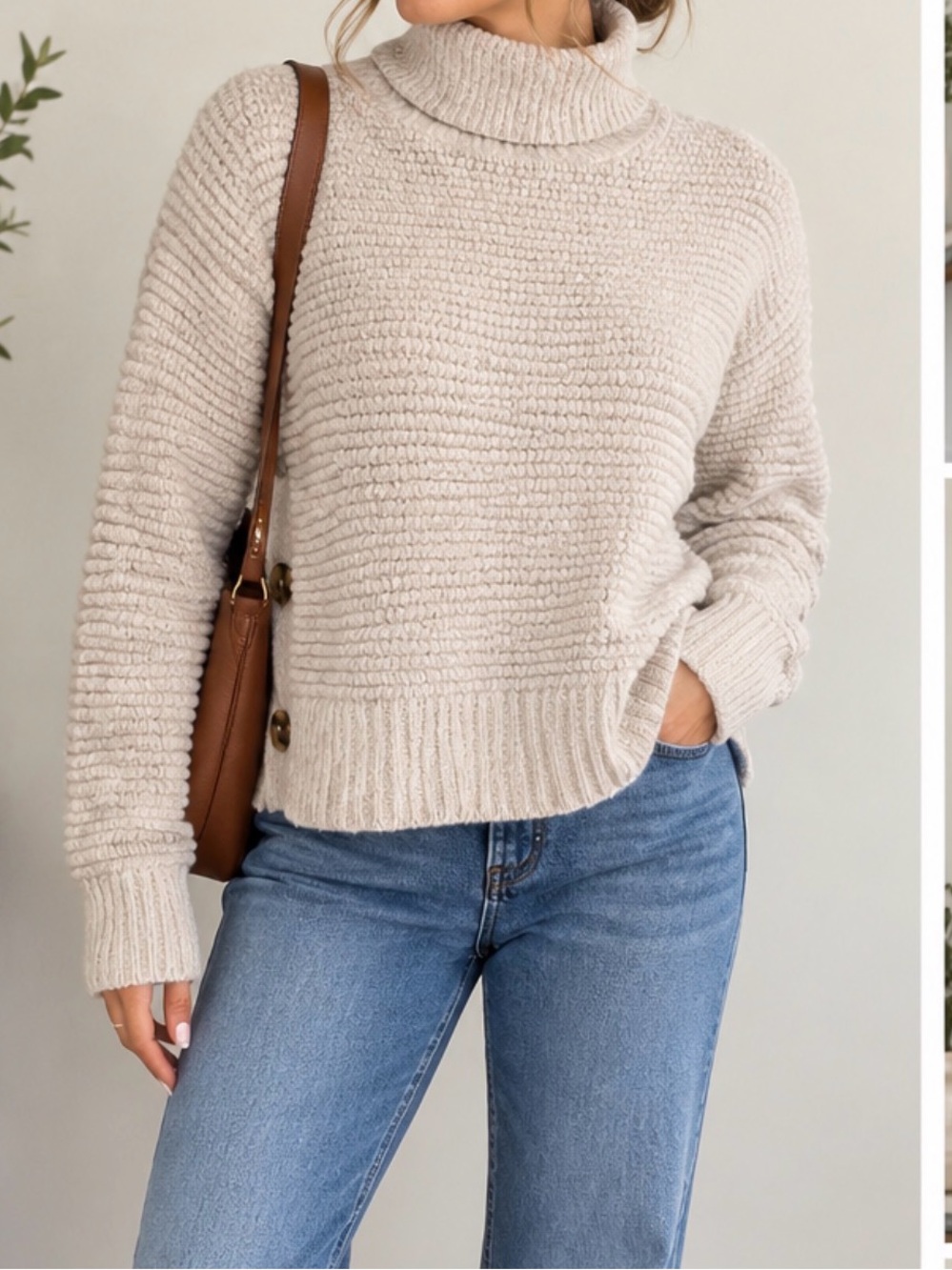 Madewell Side-Button Turtleneck Sweater | Size M